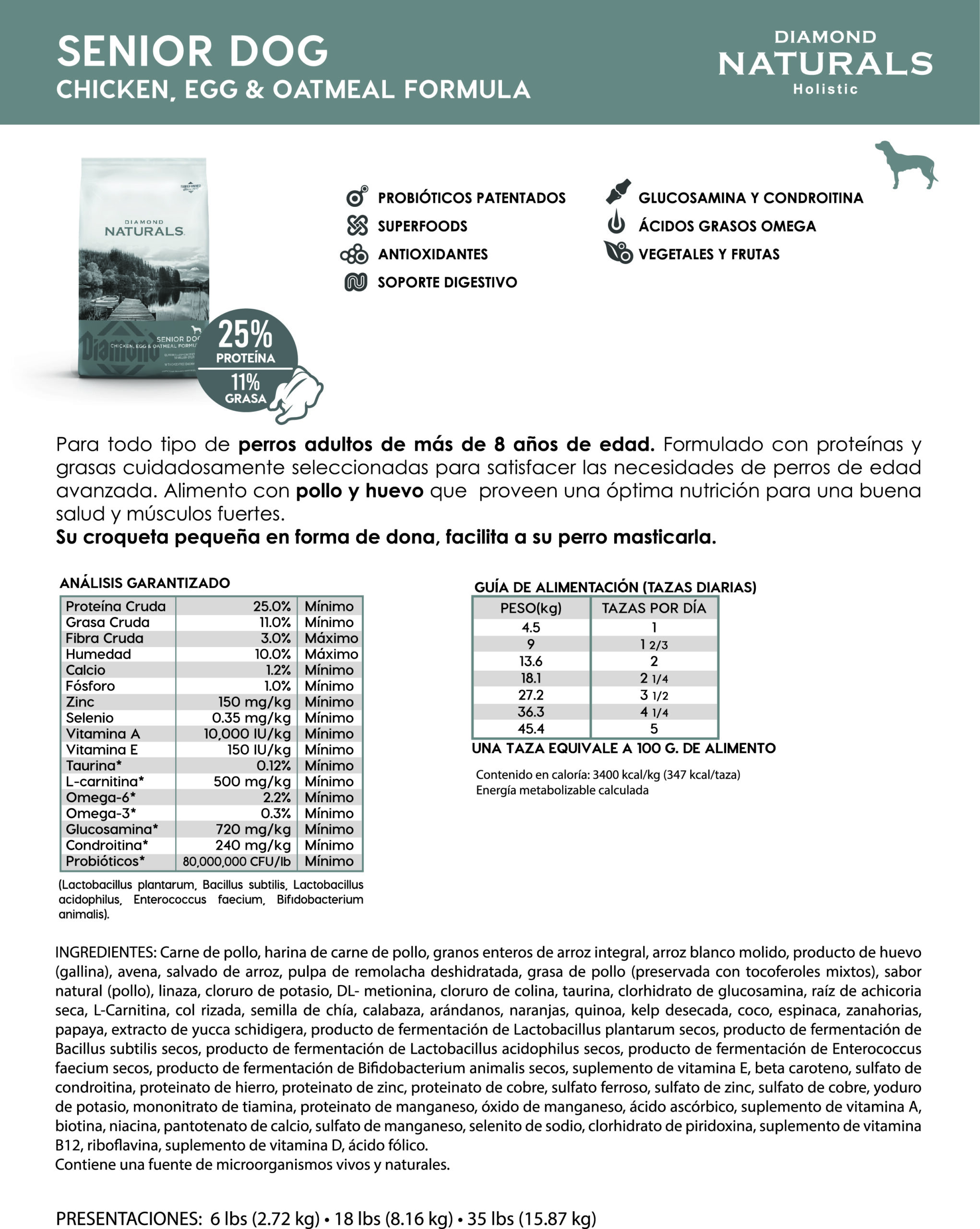 ficha SENIOR DOG CHICKEN, EGG & OATMEAL